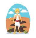 Ancient greek mythological god Hermes vector cartoon illustration