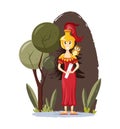 Ancient greek mythological goddess Athena vector cartoon illustration