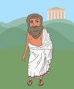 Ancient greek old man on Greece background