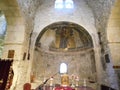 Ancient Greek orthodox church in Cyprus with frescos and altar Royalty Free Stock Photo