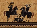 Ancient greek painting .Ancient greece warrior.