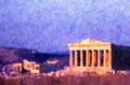 The Ancient Greek Parthenon, Athens, Greece, Oil Painting Style