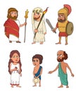 Ancient greek people funny characters cartoon set