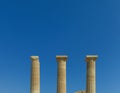 Ancient greek pillars at top of Lindos Acropolis Royalty Free Stock Photo