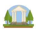 Ancient Greek and Roman building with stairs, white columns and pediment Royalty Free Stock Photo