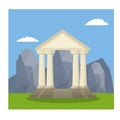 Ancient Greek and Roman building with stairs, white columns and pediment Royalty Free Stock Photo