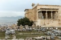 Ancient Greek ruins, columns, building. Acropolis, Athens, Greece. Athens view Royalty Free Stock Photo