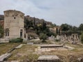 Ancient Greek ruins in Plaka district in Athens city center. Tower of Winds or Aerides in Greece. Royalty Free Stock Photo