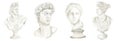 Ancient greek sculpture goddess head set, Watercolor Antique Greece mythology statues bust hand drawn illustration Venus