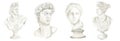 Ancient greek sculpture goddess head set, Watercolor Antique Greece mythology statues bust hand drawn illustration Venus Royalty Free Stock Photo