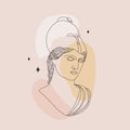 Ancient greek sculpture. Linear head of Athena. Goddess antique statue. Trendy vector illustration in one line drawing Royalty Free Stock Photo