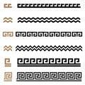 Ancient Greek seamless ornament constructor borders frames pattern set Royalty Free Stock Photo