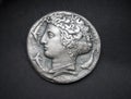 Ancient Greek silver coin from Syracuse Royalty Free Stock Photo