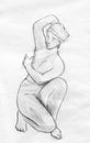 Ancient Greek statue pencil sketch