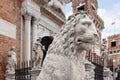 Ancient greek statue Piraeus Lion at the entrance of Venetian Arsenal. Italy Royalty Free Stock Photo