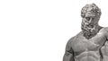 Ancient Greek statue of powerful Hercules, or Heracles, closeup, isolated at white background. Concept fitness, health and sport