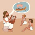 Ancient greek story telling tradition cartoon