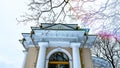 Ancient Greek style rotund at St. Michaels park in Saint-Petersburg Russia. Travel St. Petersburg. Film grain texture