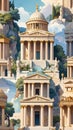 Ancient Greek Temple Architecture Collage Royalty Free Stock Photo