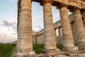 Ancient Greek temple columns in Segesta, Sicily Royalty Free Stock Photo