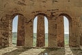 Ancient Greek Temple of Concordia in the Valley of the Temples of Agrigento, seen from inside in architectural details. Royalty Free Stock Photo