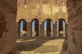 Ancient Greek Temple of Concordia in the Valley of the Temples of Agrigento, seen from inside in architectural details. Royalty Free Stock Photo