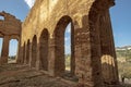 Ancient Greek Temple of Concordia in the Valley of the Temples of Agrigento, seen from inside in architectural details. Royalty Free Stock Photo