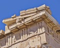 Ancient greek temple detail, horse and lion heads Royalty Free Stock Photo