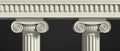 Ancient greek temple, ionic style marble pillars and roof detail, black background. 3d illustration