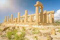 Ancient Greek temple in Mediterranean landscape in Agrigento, Sicily, Italy Royalty Free Stock Photo