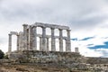 Ancient Greek temple of Poseidon at Cape Sounion in Greece Royalty Free Stock Photo