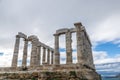 Ancient Greek temple of Poseidon at Cape Sounion in Greece Royalty Free Stock Photo