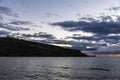 Ancient Greek temple of Poseidon at sunset in Greece Royalty Free Stock Photo