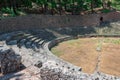 The ancient greek theater of Delphi in the archaeological site in Delphi, Fokida Royalty Free Stock Photo