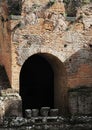 Ancient greek theater of taormina, the ruins Royalty Free Stock Photo