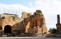 Ancient greek theater of taormina, the ruins Royalty Free Stock Photo