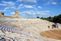 Ancient Greek Theatre of Syracuse in Sicily, Italy on a sunny day. Archaeological site, historical landmark. Popular tourist spot