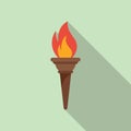 Ancient greek torch icon flat vector. Greece runner Royalty Free Stock Photo