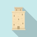 Ancient greek tower icon flat vector. Pillar temple Royalty Free Stock Photo