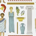 Ancient Greek traditional costumes set