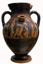 Ancient greek vase in black over red ceramic Royalty Free Stock Photo