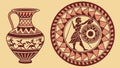 Ancient Greek vase and decorative plate, classical art, vector design Generative AI Royalty Free Stock Photo
