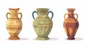 Ancient Greek vase, ancient pot with handles, jug, vessels, urns. Crockery, earthenware. Flat cartoon graphic modern