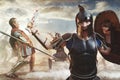 Ancient Greek warriors fighting in the combat Royalty Free Stock Photo
