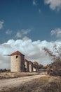 Ancient Greek windmills Melia Evros Greece Royalty Free Stock Photo