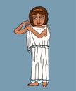 Ancient greek woman pinned chiton cartoon