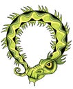 Ancient green chinese exotic green dragon illustration