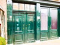 Ancient green door of the old house of anna frank