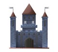 Ancient grey castle isolated in flat design. Vector illustration Royalty Free Stock Photo