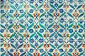 Ancient hand made Turkish - Ottoman tiles in Topkapi Palace. Turkey, Istanbul. Decorative background